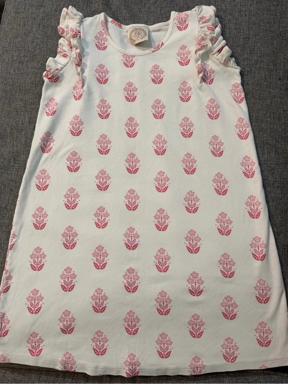 The Beaufort Bonnet Company Polly White Dress with Pink Floral Print size 14